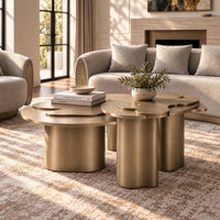 Meline Modern Antique Brass Nesting Coffee Table Set