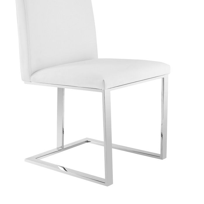 Camille Modern White Faux Leather & Stainless Steel Dining Chair