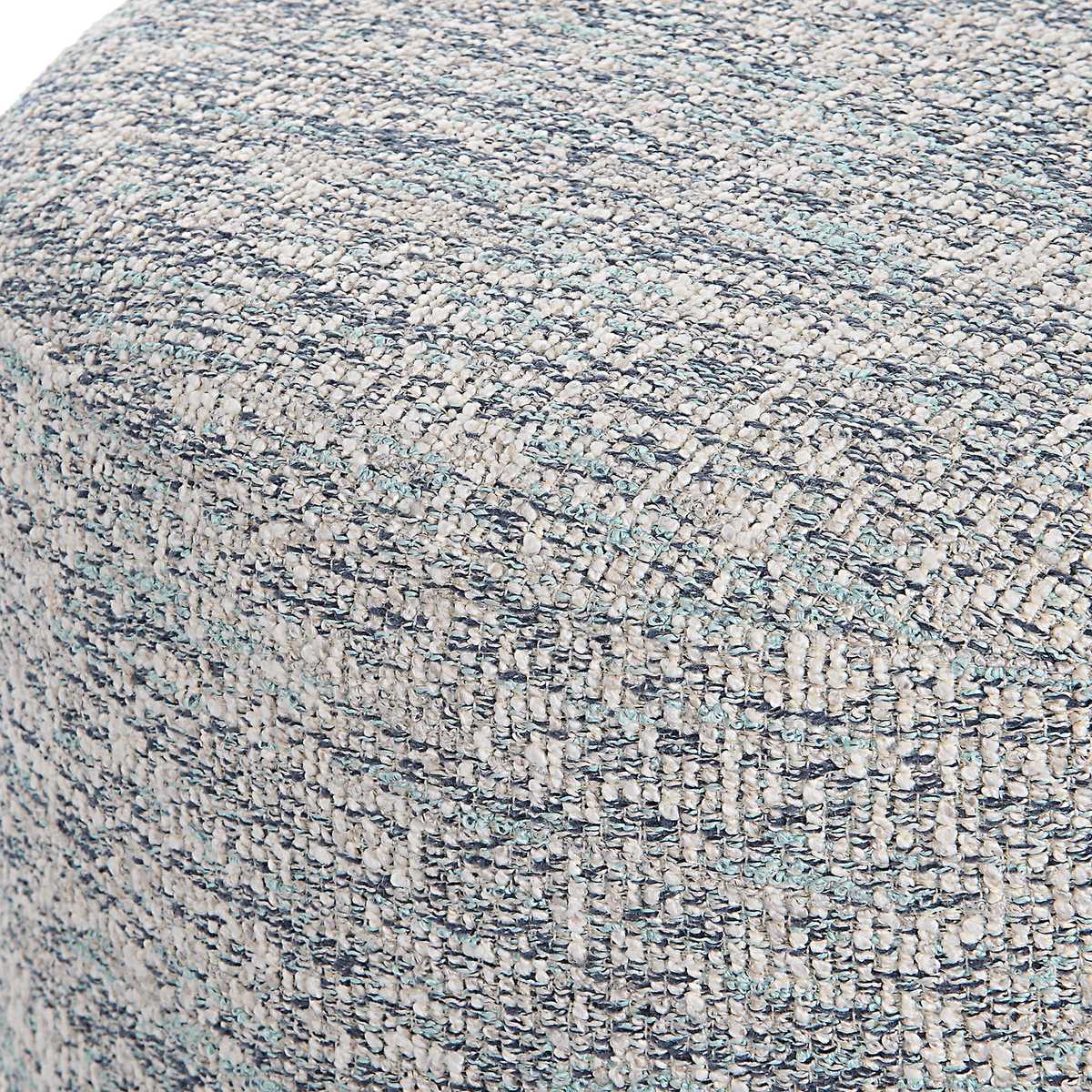 Messeta 16" Blue & White Tweed & Dark Walnut Oak Ottoman