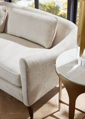 Vincent 80.5" Textured Ivory & Dark Walnut Sofa