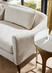 Vincent 80.5" Textured Ivory & Dark Walnut Sofa