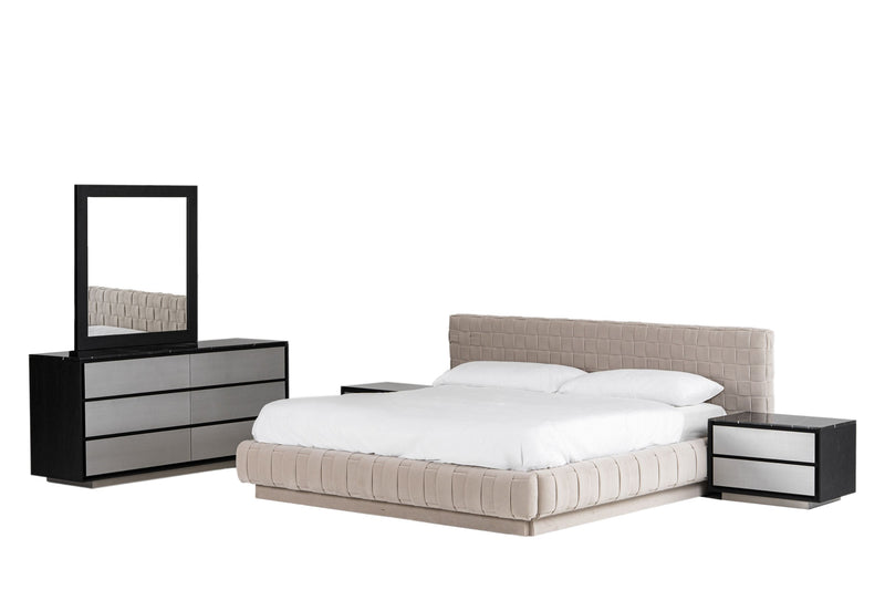 Veria Modern Light Grey Velvet Bed