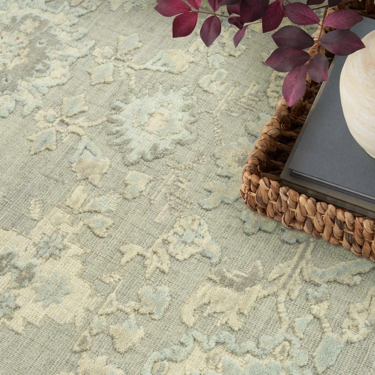 Georgia Grey Blue Hand Loomed Wool Area Rug