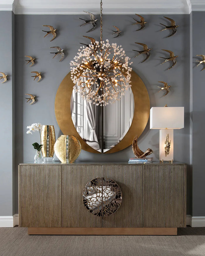 Birds in Flight Polished Nickel Metal Wall Art (Set of 3)