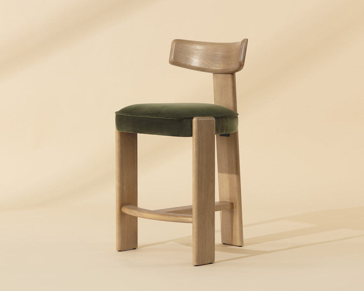 Horton Rustic Oak & Forest Green Counter Stool