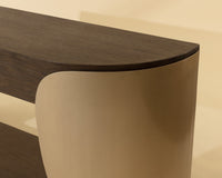 Sultana 70" Dark Oak Concrete & Brushed Brass Console Table - Indoor/Outdoor