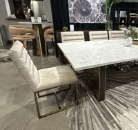 Isolde Modern Beige Velvet & Brushed Gold Dining Chairs (Set of 2)