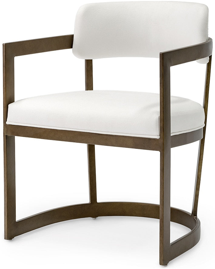 Conrad Gold & Performance White Basket Weave Arm Chair