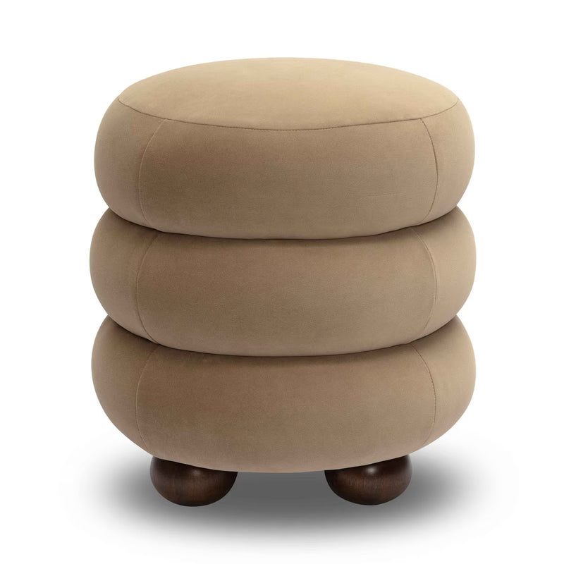 Stefanie Taupe Velvet Ottoman