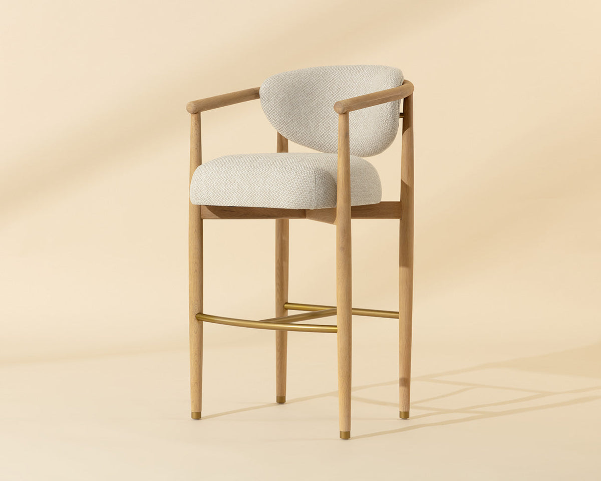 Sigrid Oatmeal Upholstered Oak Bar Stool