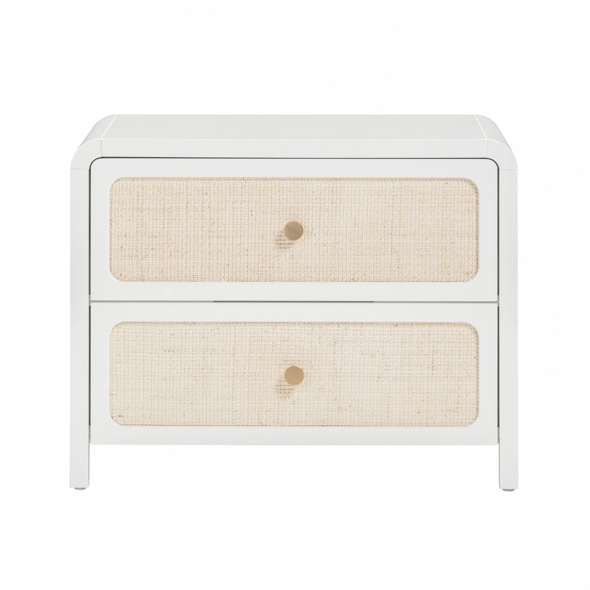 Ameline White Rattan 2 Drawer Nightstand