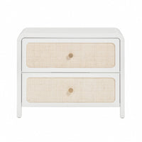 Ameline White Rattan 2 Drawer Nightstand