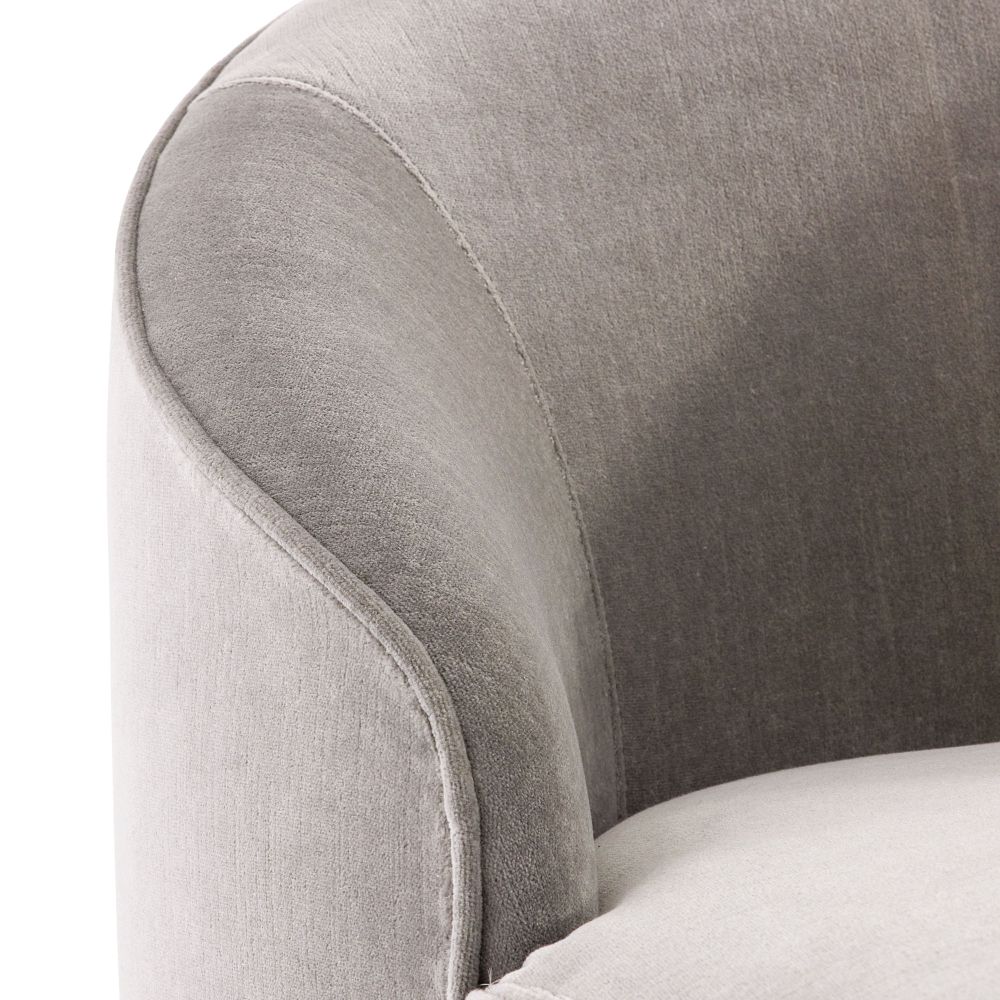 Turner 71" Chaise Sharkskin Velvet Grey Ash Right Arm