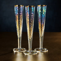 Aperitivo Slim Champagne Flute Luster with Gold Rim - Set of 12