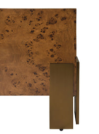 Harriet Dark Burl Wood & Brass Square Coffee Table
