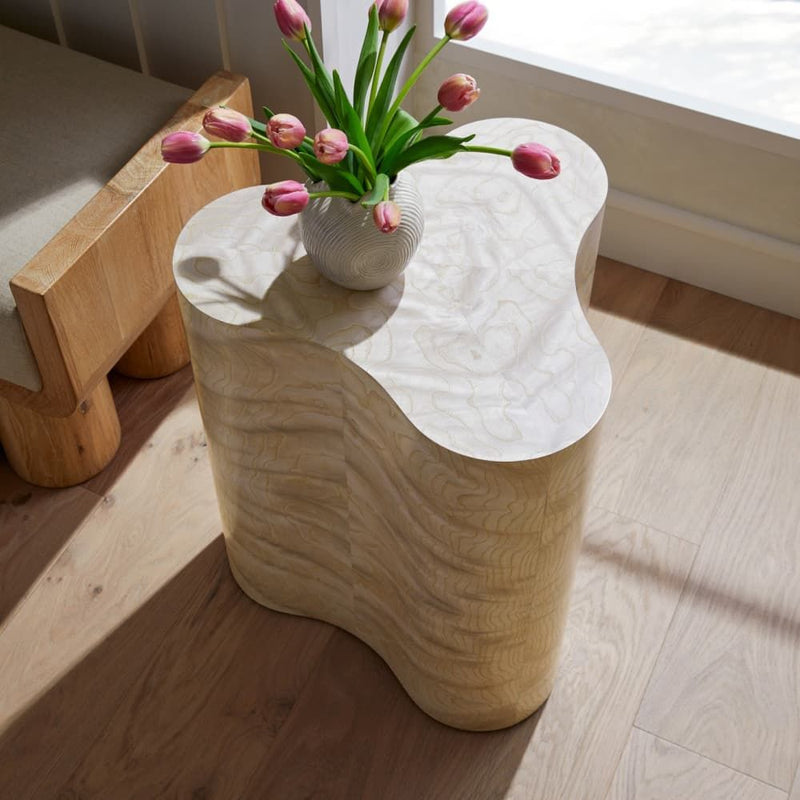 Jojo Light Beige Burl Oak End Table