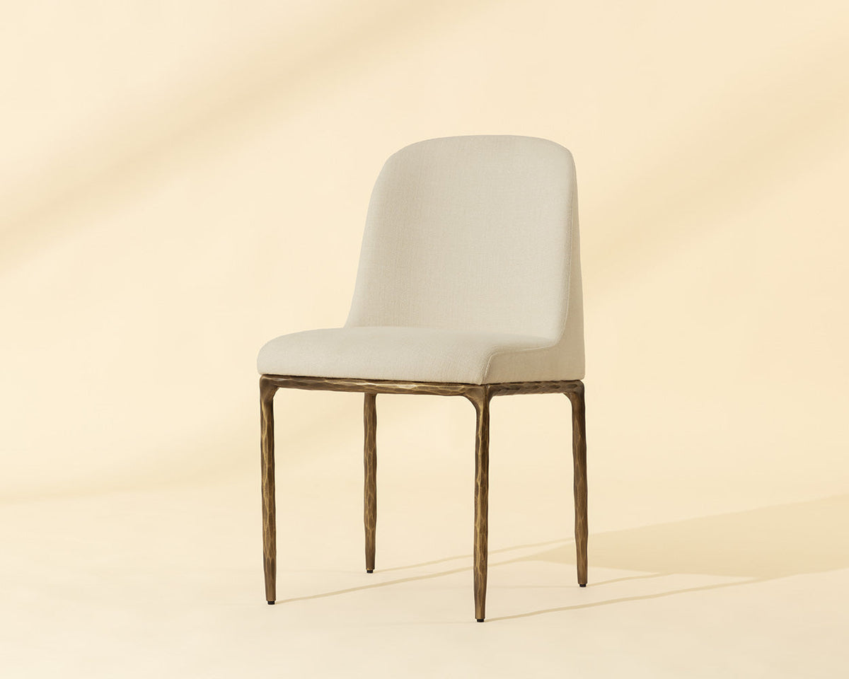 Nestor Cream Performance Fabric & Antique Brass Dining Chair (Set of 2)