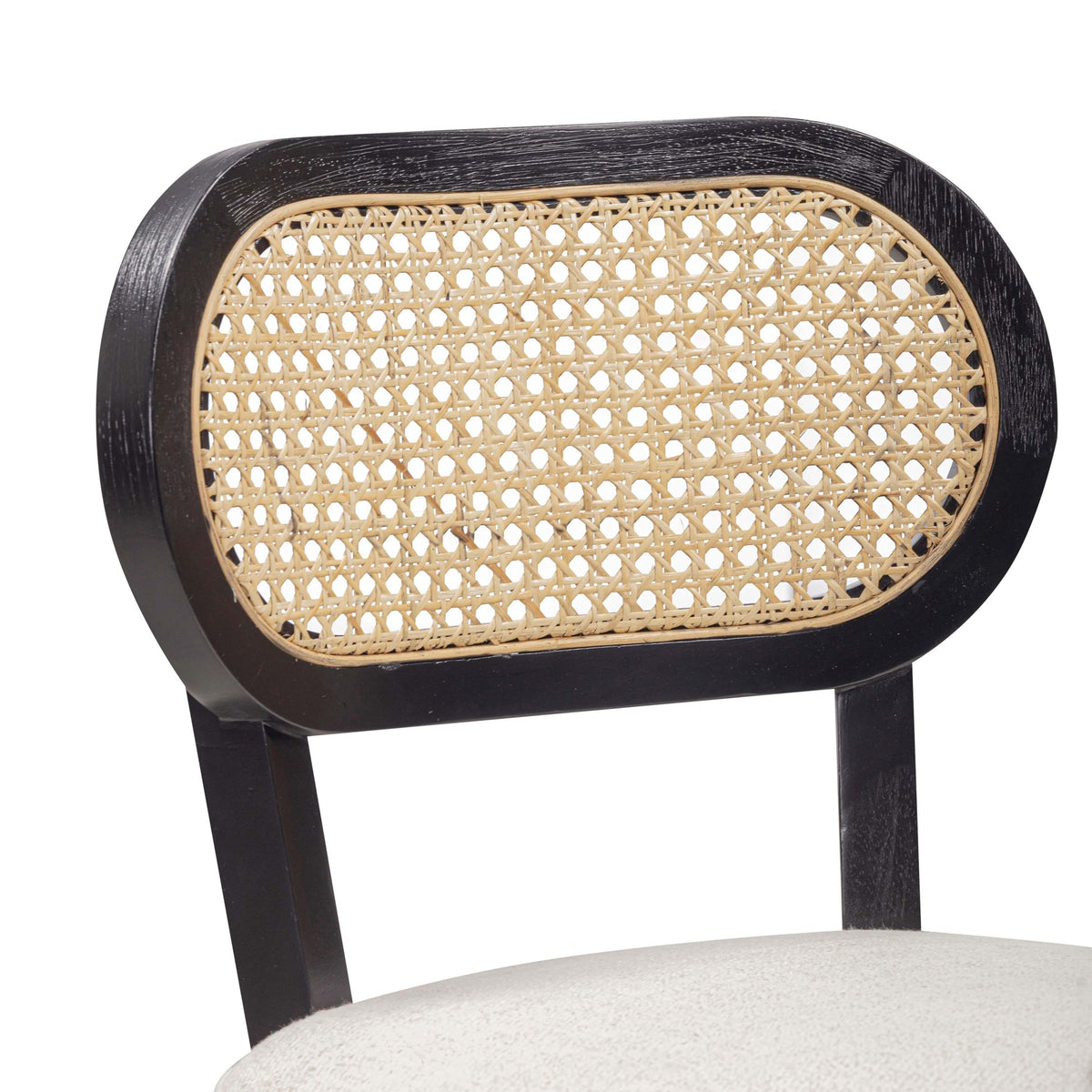 Mazie Black Dining Chair in Cream Performance Linen