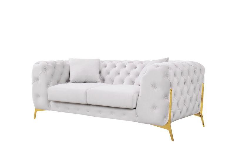 Bronte Light Beige Velvet Transitional Loveseat