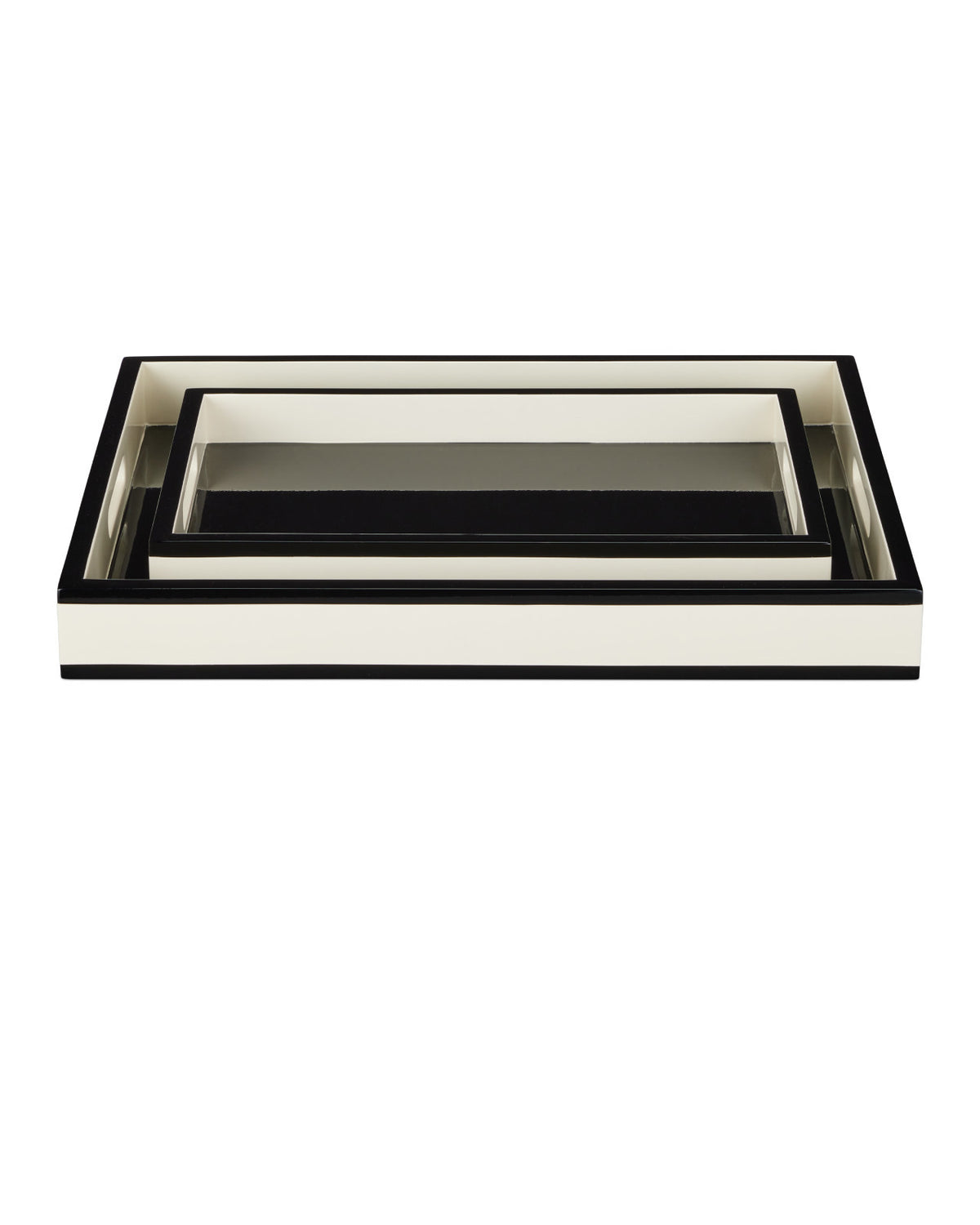 Cosette Ivory & Black Lacquer Tray (Set of 2)
