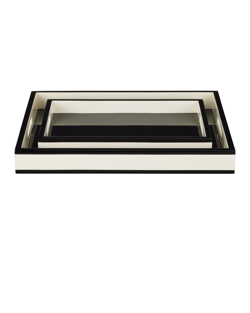 Cosette Ivory & Black Lacquer Tray (Set of 2)