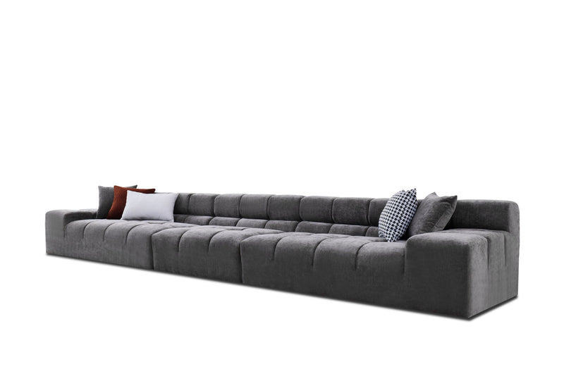 Tomi 171" Modern Grey Fabric 4 Seater Sofa