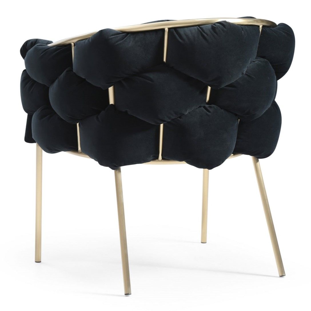 Camber Modern Black Velvet & Gold Dining Chair