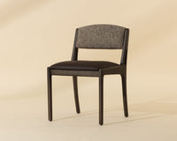 Mertola Espresso Faux Leather & Branzino Fabric Dining Chair
