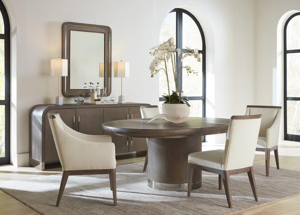 Reyeh Dark Wood Modern Round Dining Table w/1-18in Leaf