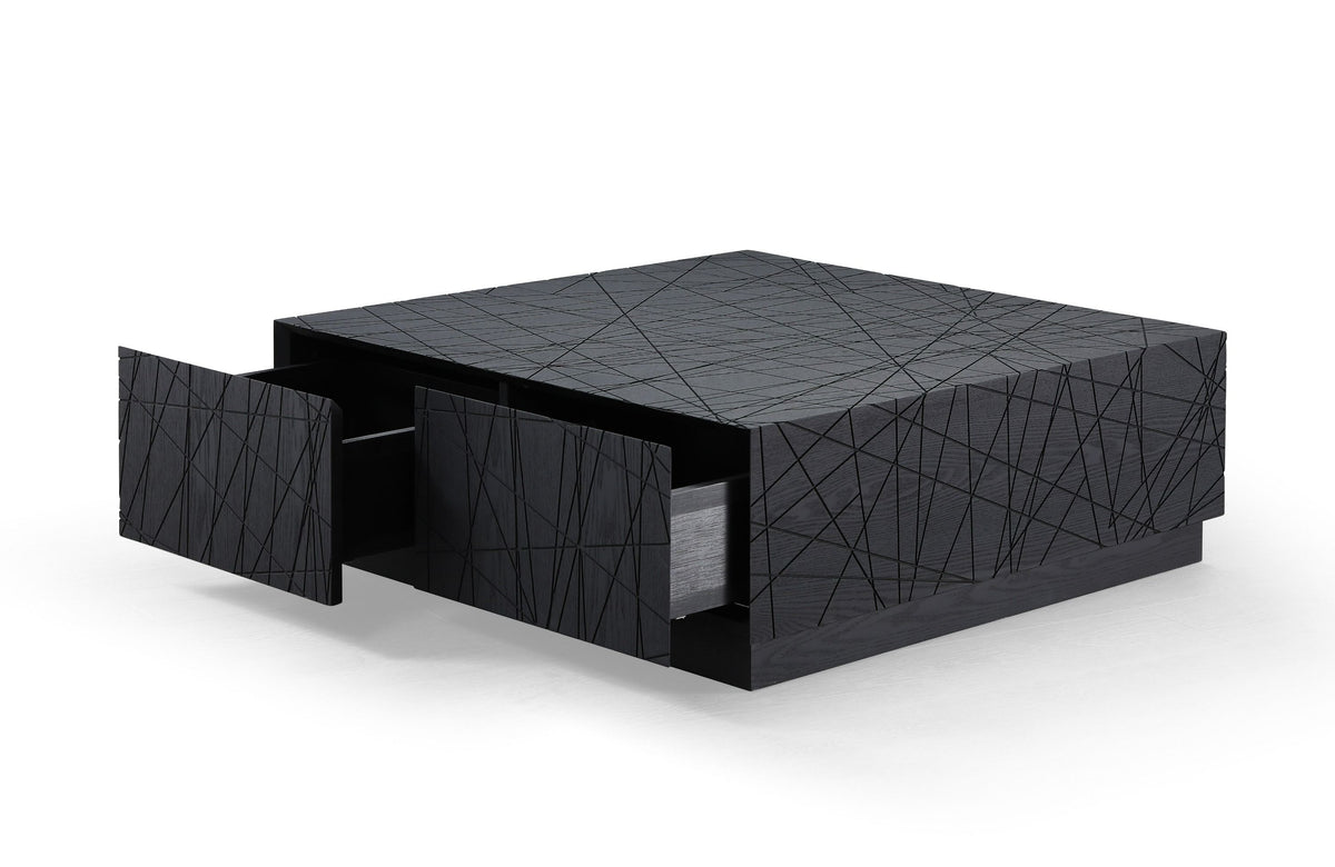 Gloria Modern Black Oak Square Coffee Table With Storage