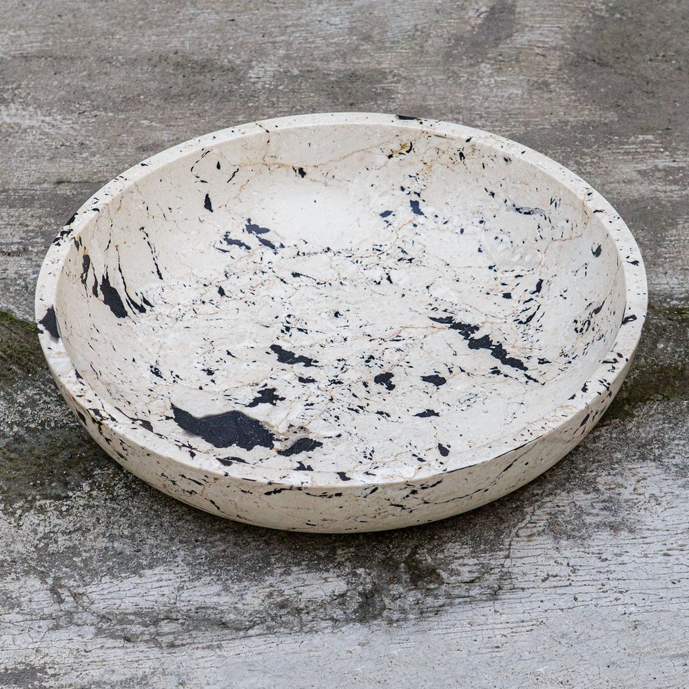 Modern White & Black Limestone Bowl