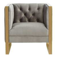 Cybele Modern Grey Velvet & Gold Accent Chair