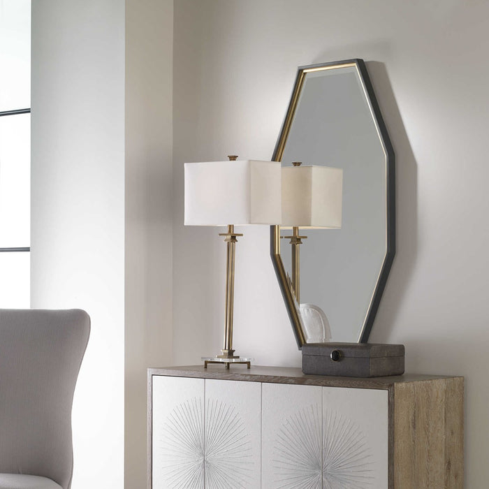 Sonna 24" Dark Charcoal With Gold Leaf Bevel Mirror