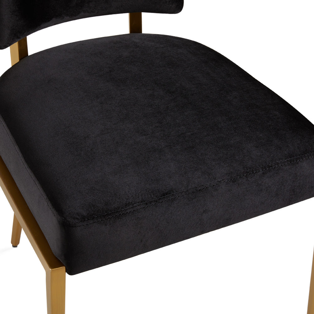 Rebeka Black Velvet & Gold Dining Chair (Set of 2)