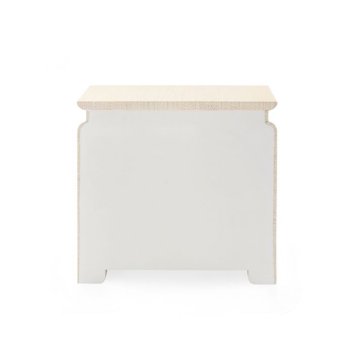 Vani 3 Drawer Natural Twill Side Table - Square Gold Handles