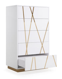 Ivo Modern White Gloss & Gold Chest