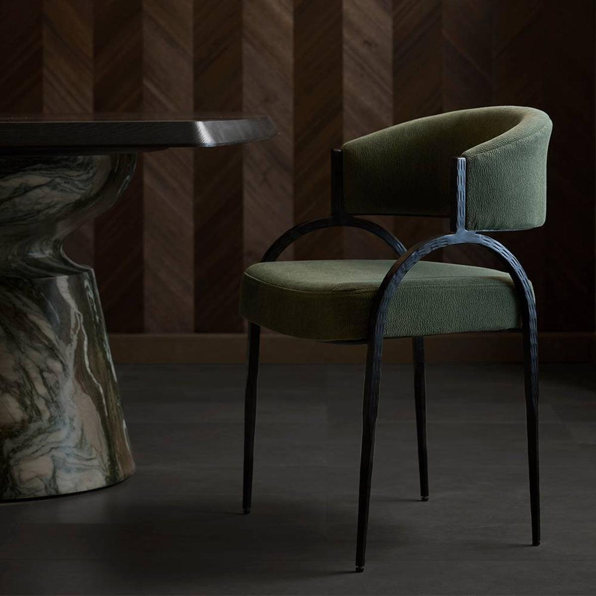 Zelise Performance Pine Green Chenille Dining Chair (Set of 2)