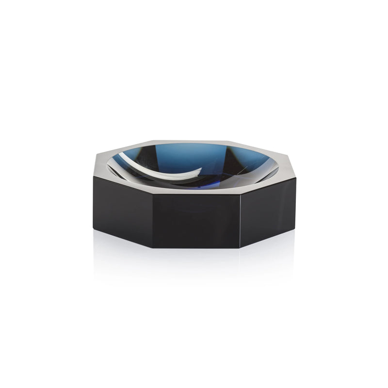 Alda Deep Blue Crystal Glass Octagon Bowl - Set of 2