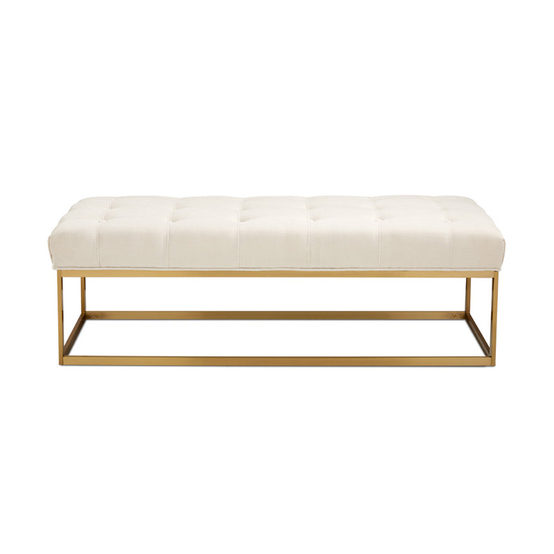 Elisha Modern Ivory Linen & Gold Bench