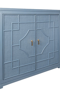 Cove 58" Capri Blue Rattan Overlay Cabinet