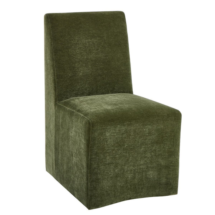 Eleanor Green Velvet With Casters Dining Chair