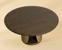 Sultana 59" Dark Oak Concrete & Brushed Brass Round Dining Table - Indoor/Outdoor