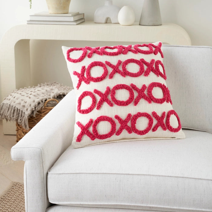 XOXO 18" X 18" Hot Pink Throw Pillow (Set of 2)