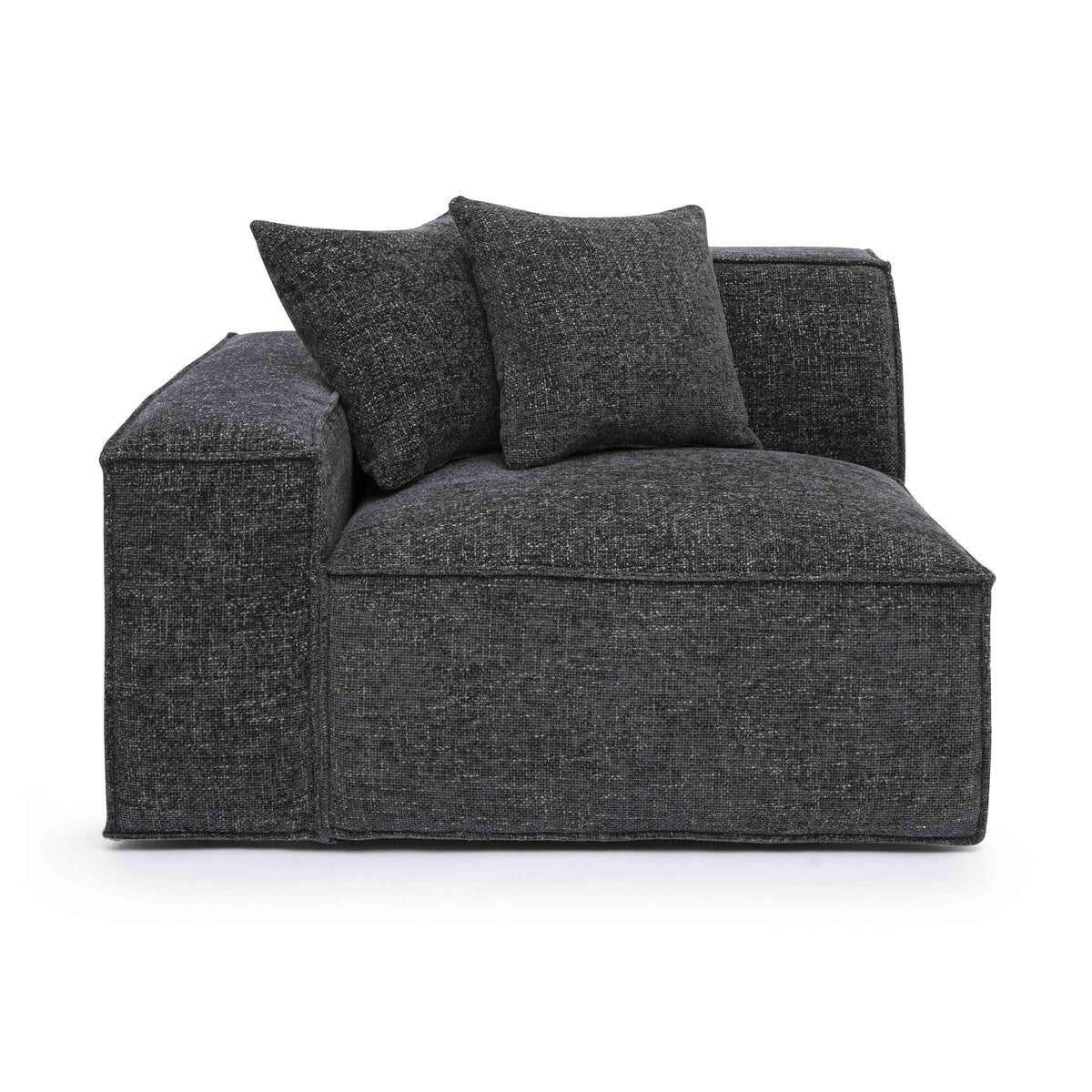 Mindy Charcoal Performance Chenille Basketweave LAF Corner Chair