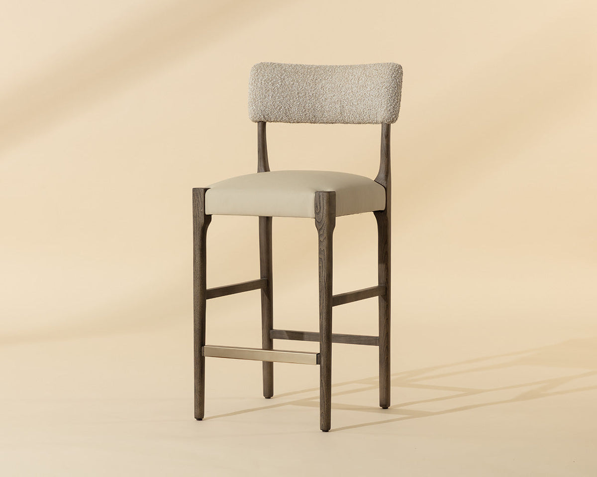 Guardi Oatmeal Fabric & Faux Leather Counter Stool