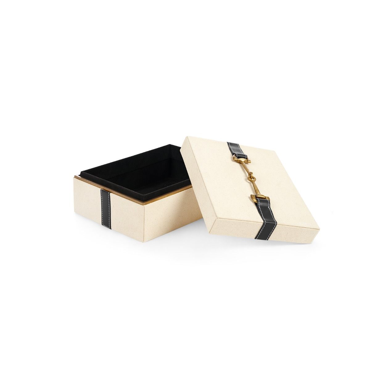 Cherie Black Leather Strap & Gold Rectangular Box