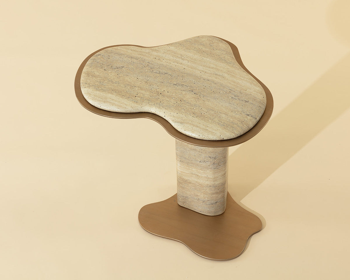 Isola Sand Faux Travertine Concrete Indoor Outdoor Accent Table