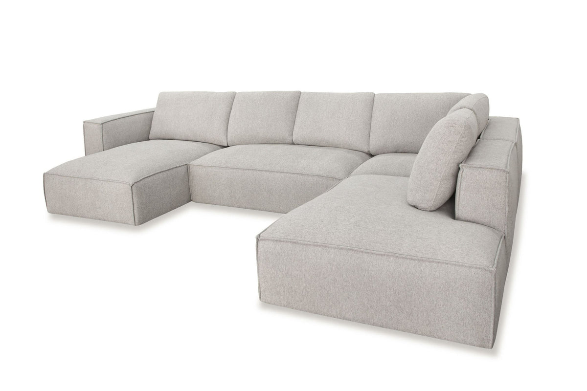 Luce Modern Light Grey Fabric Sectional Sofa W/ Left Facing Chaise