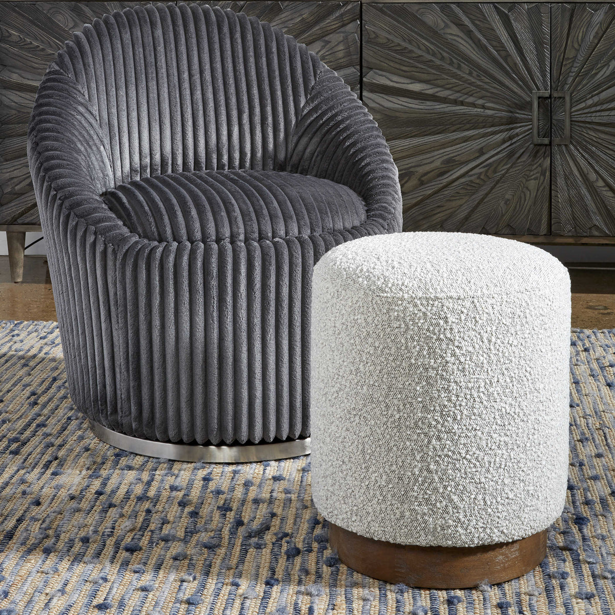 Toshi Ivory Boucle Ottoman