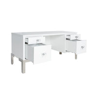 Camilla White Desk with Acrylic & Silver Accents
